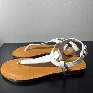 Mia Kids Little/Big Girl's Sandals Shoes Size 4M  White Strappy Thongs Summer